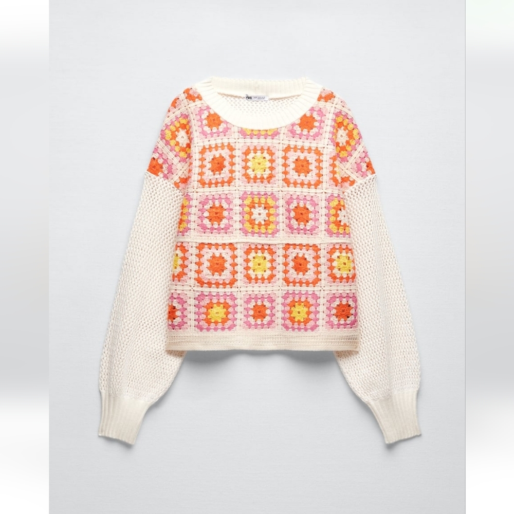 Chenille crochet sweatshirt